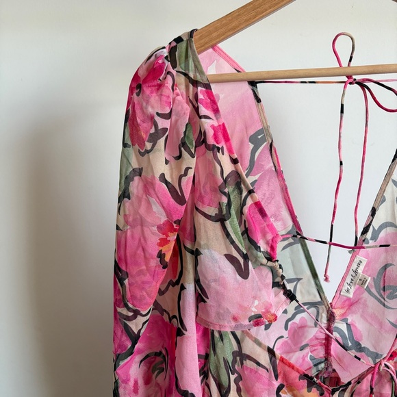 $260 NWOT For Love And Lemons “Tiana” Floral Asymmetrical Sheer Dress Sz Small - Picture 4 of 13